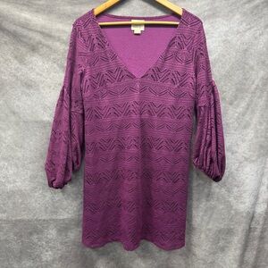 Anthropologie Maeve Laila Purple Lace Balloon Sleeve Mini Dress Size Medium